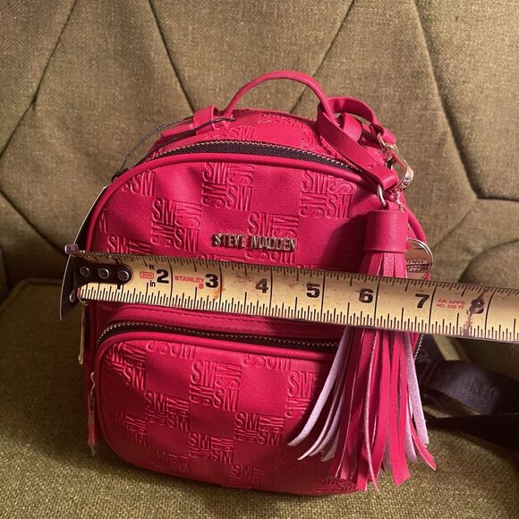 Steve Madden Embossed Pattern Crimson Red Mini Backpack NEW WITH TAGS Rare main image 10